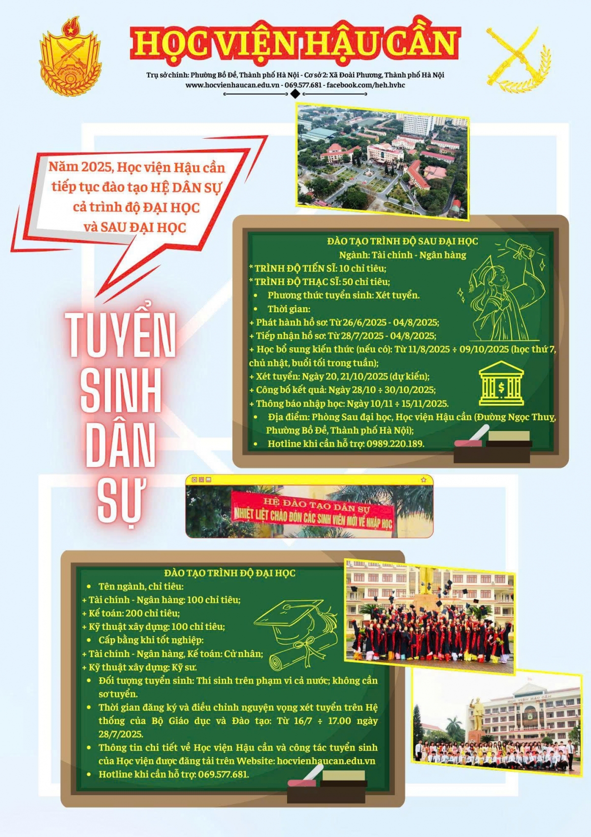 Thông tin tuyển sinh hệ dân sự của Học viện Hậu cần