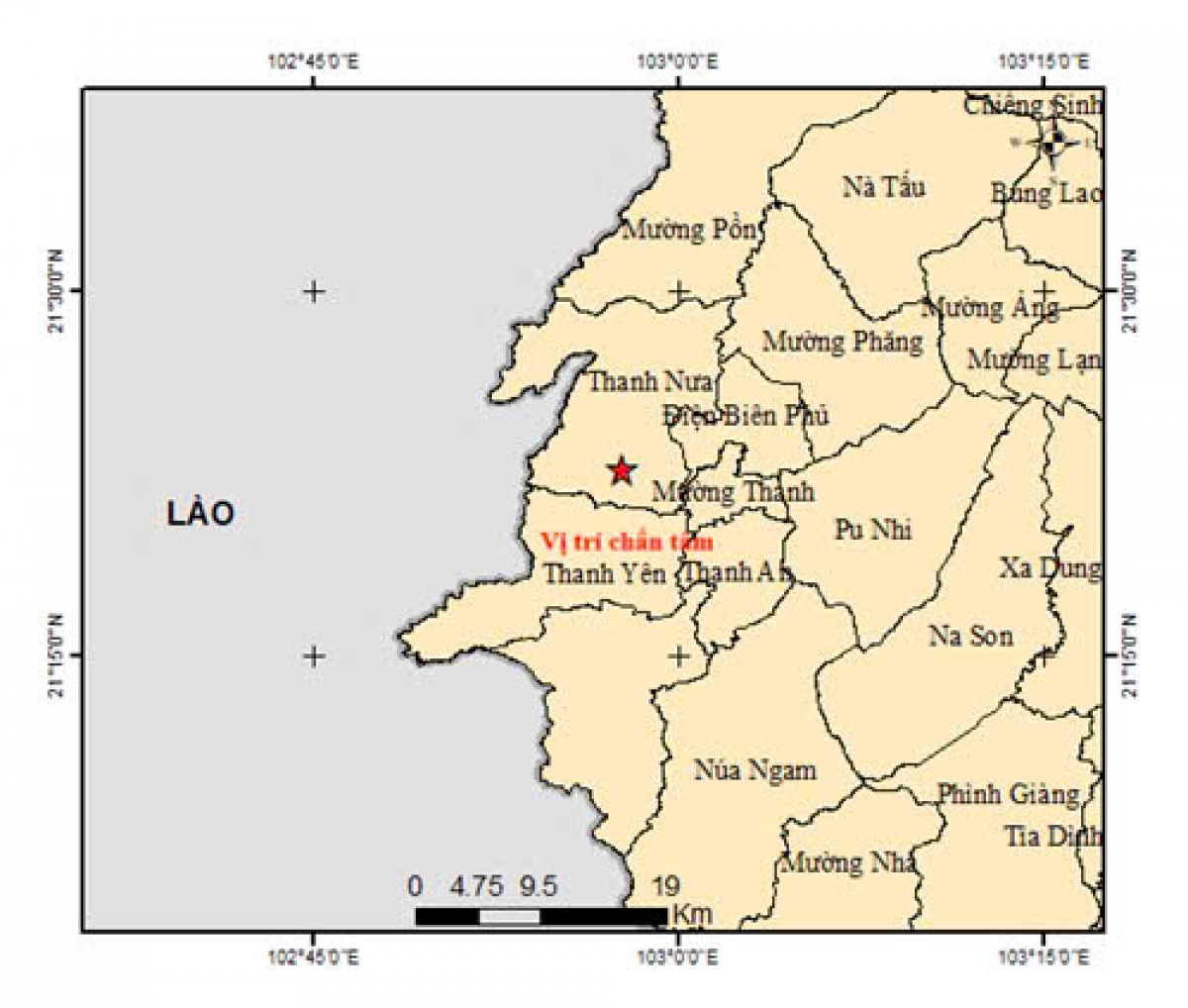 Vị trí chấn tâm của trận động đất này.