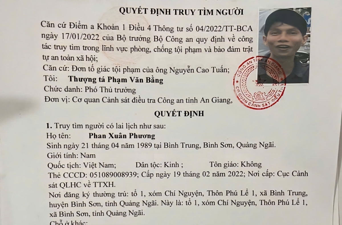 Quyết định của Cơ quan Cảnh sát điều tra Công an tỉnh An Giang
