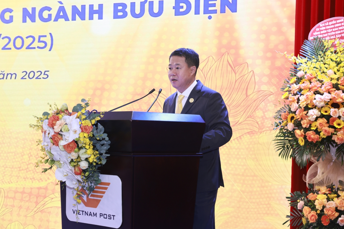 Ông Nguyễn Trường Giang, Chủ tịch Hội đồng thành viên Tổng công ty Bưu điện Việt Nam phát biểu tại lễ kỷ niệm