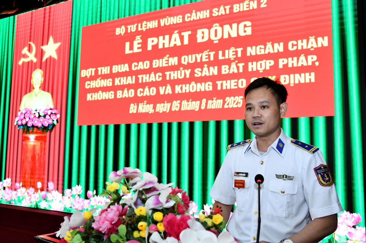 Trung tá Tạ Đăng Chiến, Phó Phòng Phòng chống tội phạm vi phạm đại diên cho cơ quan Bộ Tư lệnh Vùng phát biểu hứa hẹn.