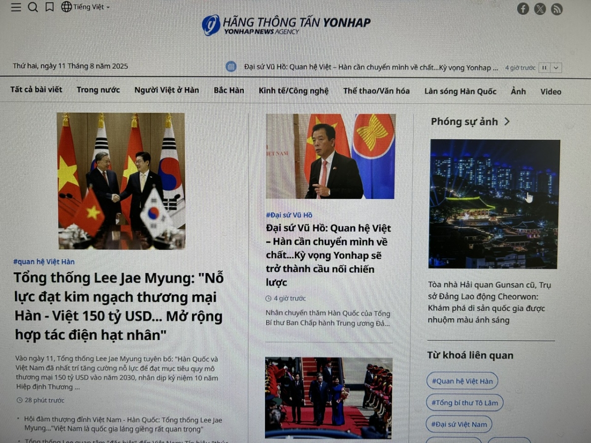 Trang thông tin điện tử tiếng Việt của Yonhap (ảnh VOV Tokyo)