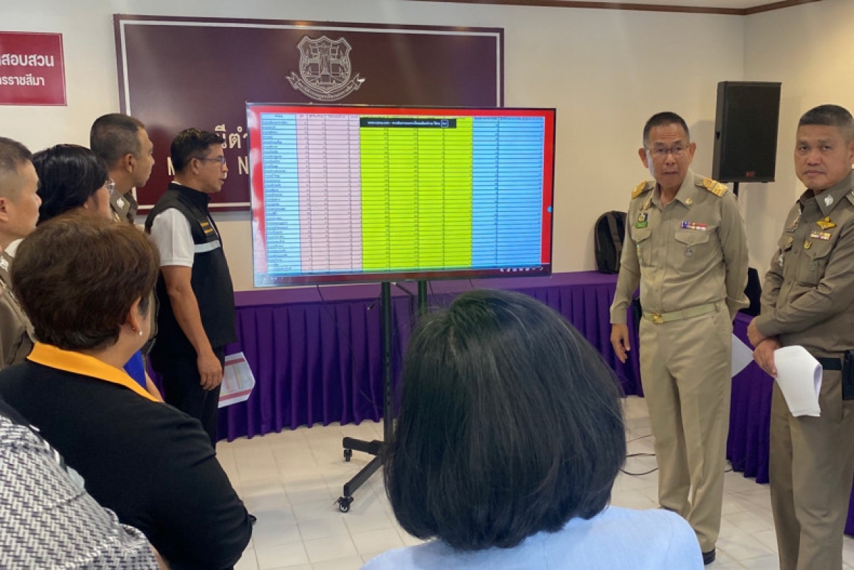 Ông Chaiwat Chuenkosum, Tỉnh trưởng Nakhon Ratchasima thông báo về kết quả chiến dịch truy quét tội phạm ma túy ngày hôm qua (14.8) - Nguồn Bangkok Post