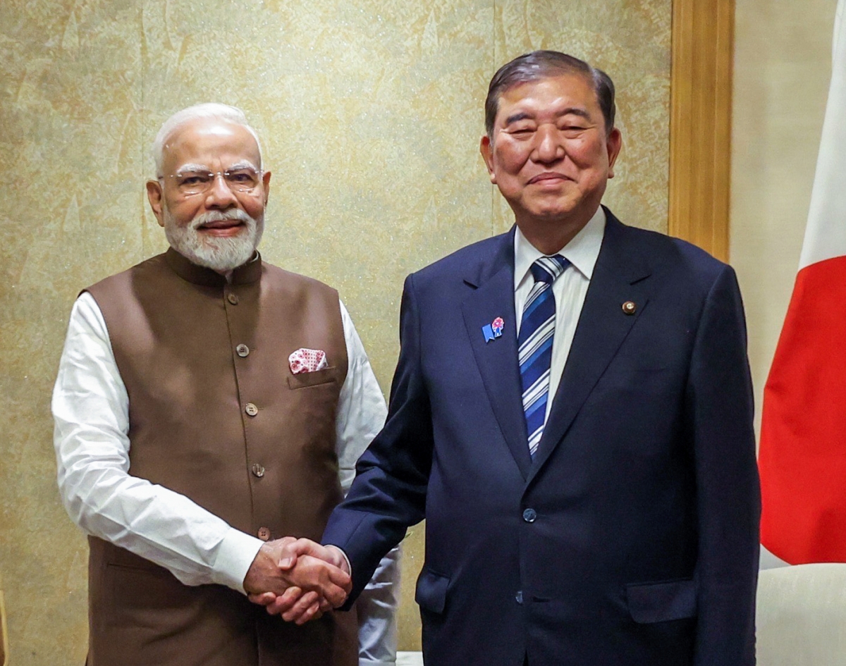 Thủ tướng Ấn Độ Narendra Modi và Thủ tướng Nhật Bản Shigeru Ishiba hội đàm tại Tokyo ngày 29.8 (Ảnh ANI)