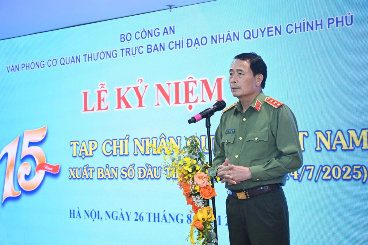 Thượng tướng Lê Quốc Hùng, Thứ trưởng Bộ Công An phát biểu tại lễ kỷ niệm.