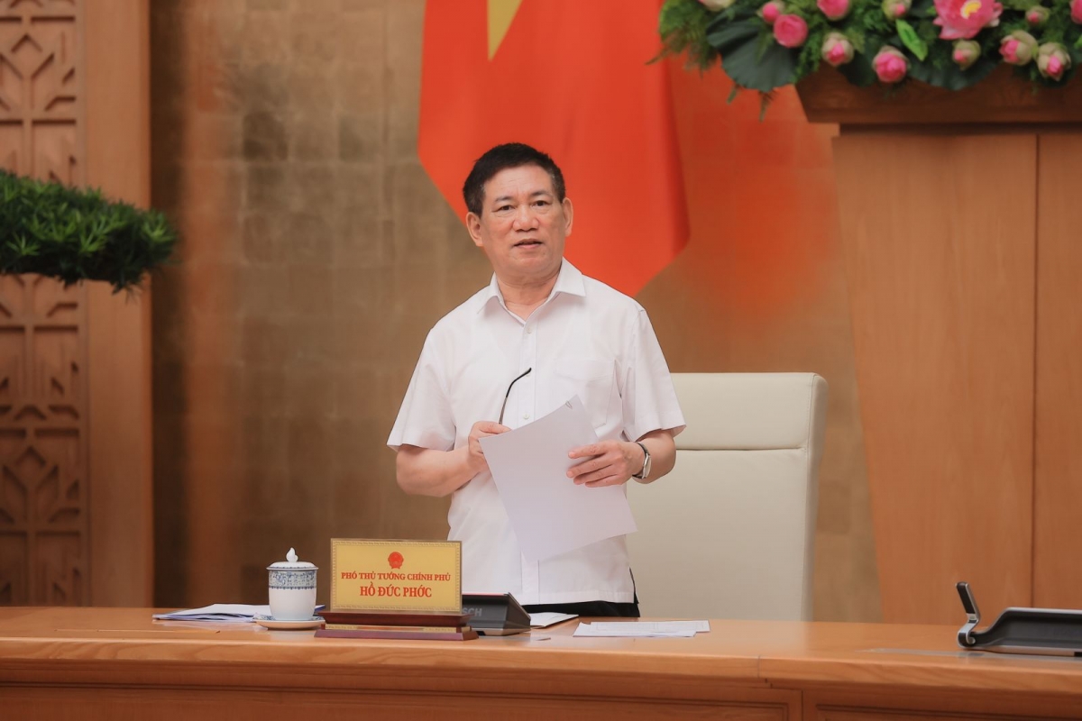 Phó Thủ tướng Chính phủ Hồ Đức Phớc chủ trì cuộc họp BCĐ cơ cấu lại các tổ chức tín dụng và xử lý nợ xấu - Ảnh: VGP/Trần Mạnh