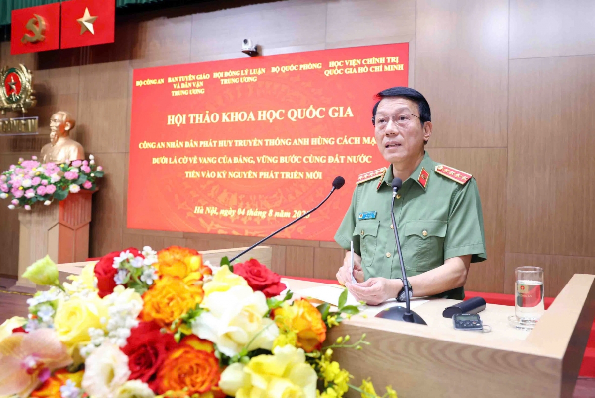 Đại tướng, Bộ trưởng Bộ công an Lương Tam Quang phát biểu khai mạc Hội thảo