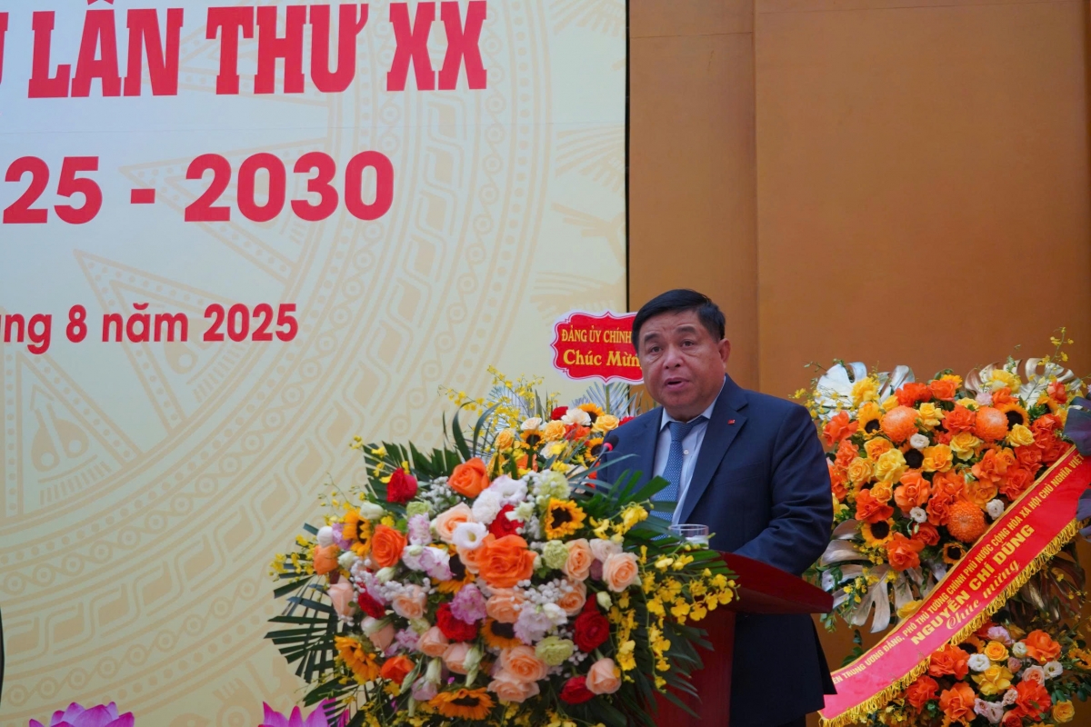 Uỷ viên Trung ương Đảng, Phó Bí thư Đảng uỷ Chính phủ, Phó Thủ tướng Chính phủ Nguyễn Chí Dũng phát biểu tại Đại hội