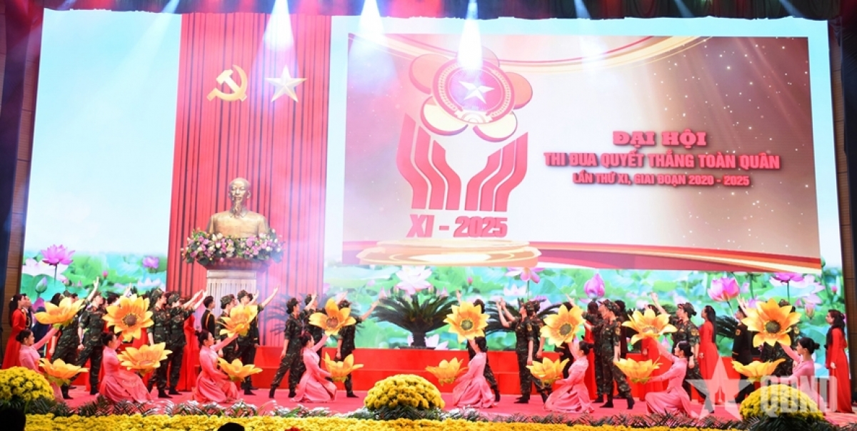 Một tiết mục văn nghệ trong chương trình tổng duyệt ĐH thi đua quyết thắng
