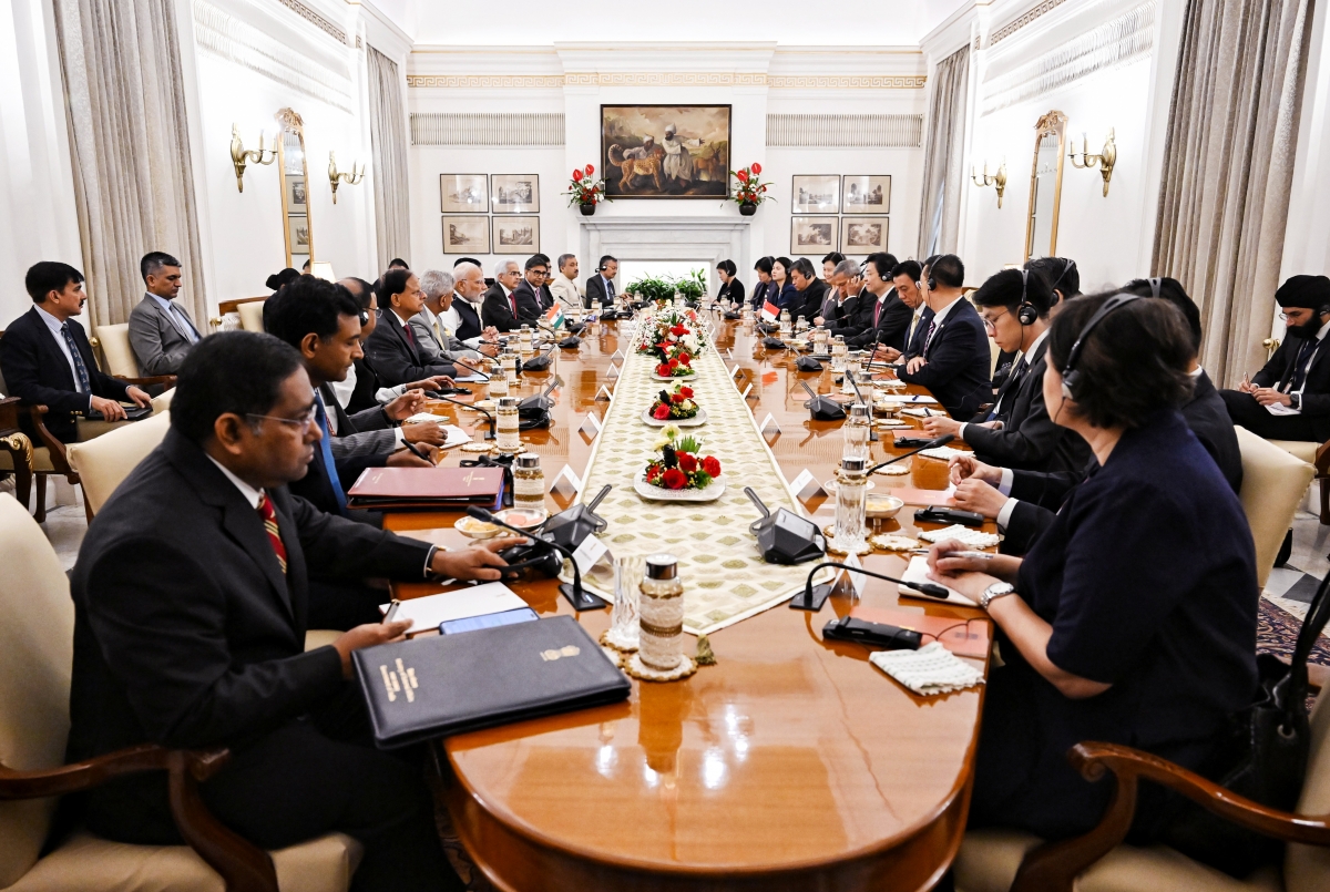 Thủ tướng Ấn Độ Narendra Modi và Thủ tướng Singapore Lawrence Wong hội đàm tại New Delhi ngày 4.9 (Ảnh ANI)