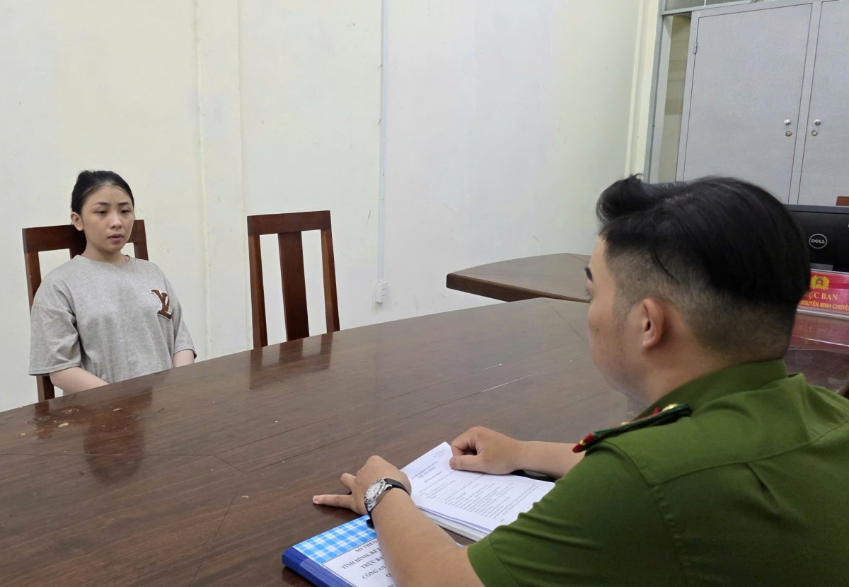 Lê Ngọc Như tại cơ quan Công an.