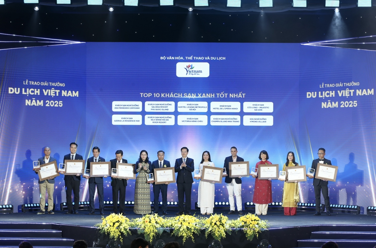 Giải thưởng Du lịch Việt Nam 2025 vinh danh Top 10 Khách sạn Xanh tốt nhất