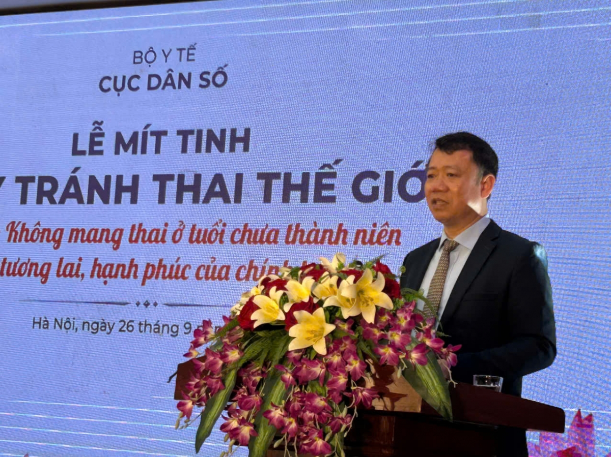 Ông Lê Thanh Dũng – Cục trưởng Cục Dân số - Bộ Y tế phát biểu tại Lễ Mit tinh