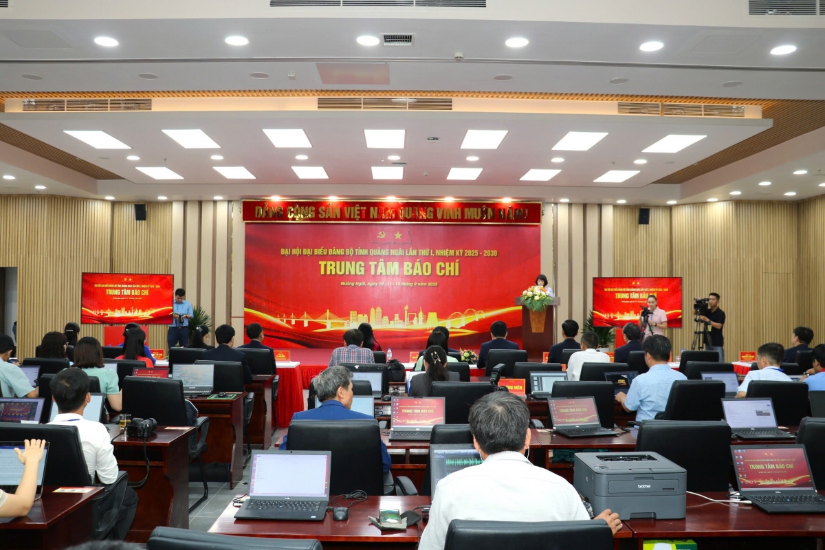 Quang cảnh khai trương Trung tâm Báo chí Đại hội Đại biểu Đảng bộ tỉnh Quảng Ngãi lần thứ I, nhiệm kỳ 2025 - 2030.