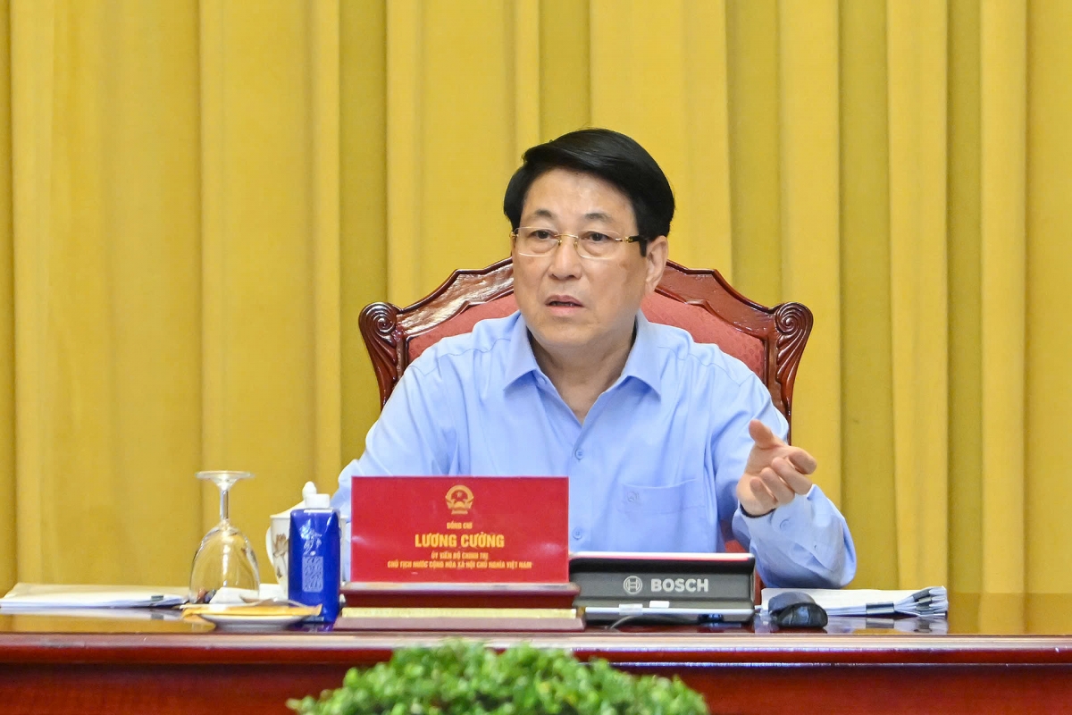 Chủ tịch nước Lương Cường phát biểu tại buổi làm việc