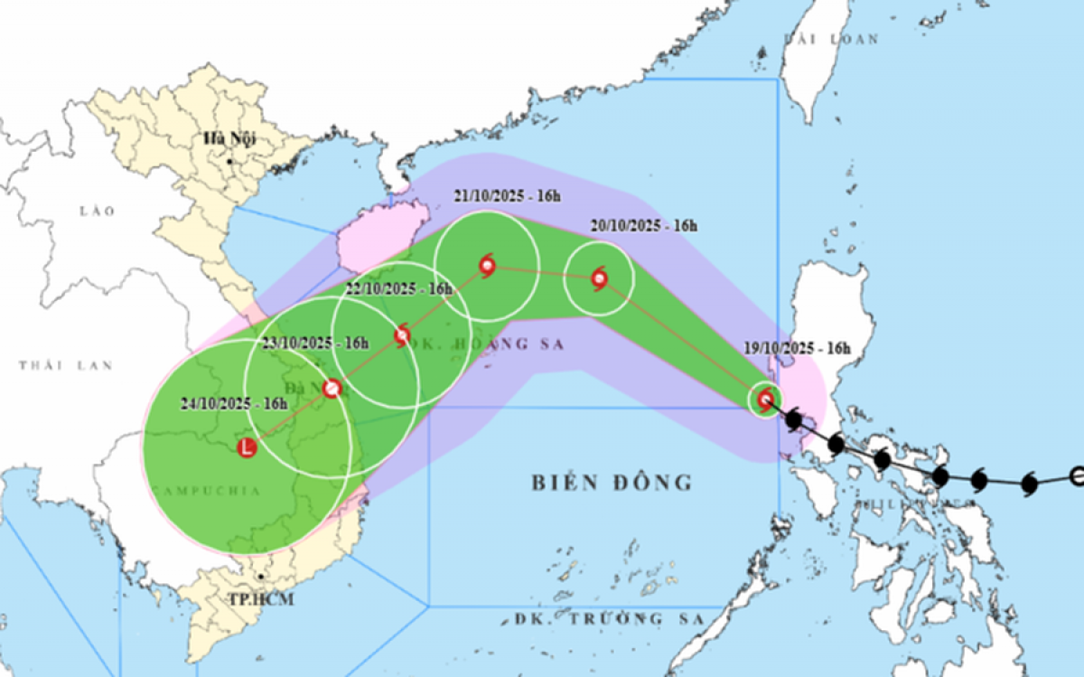 Dự báo đường đi của bão số 12. Theo Trung tâm Dự báo Khí tượng Thuỷ văn quốc gia.
