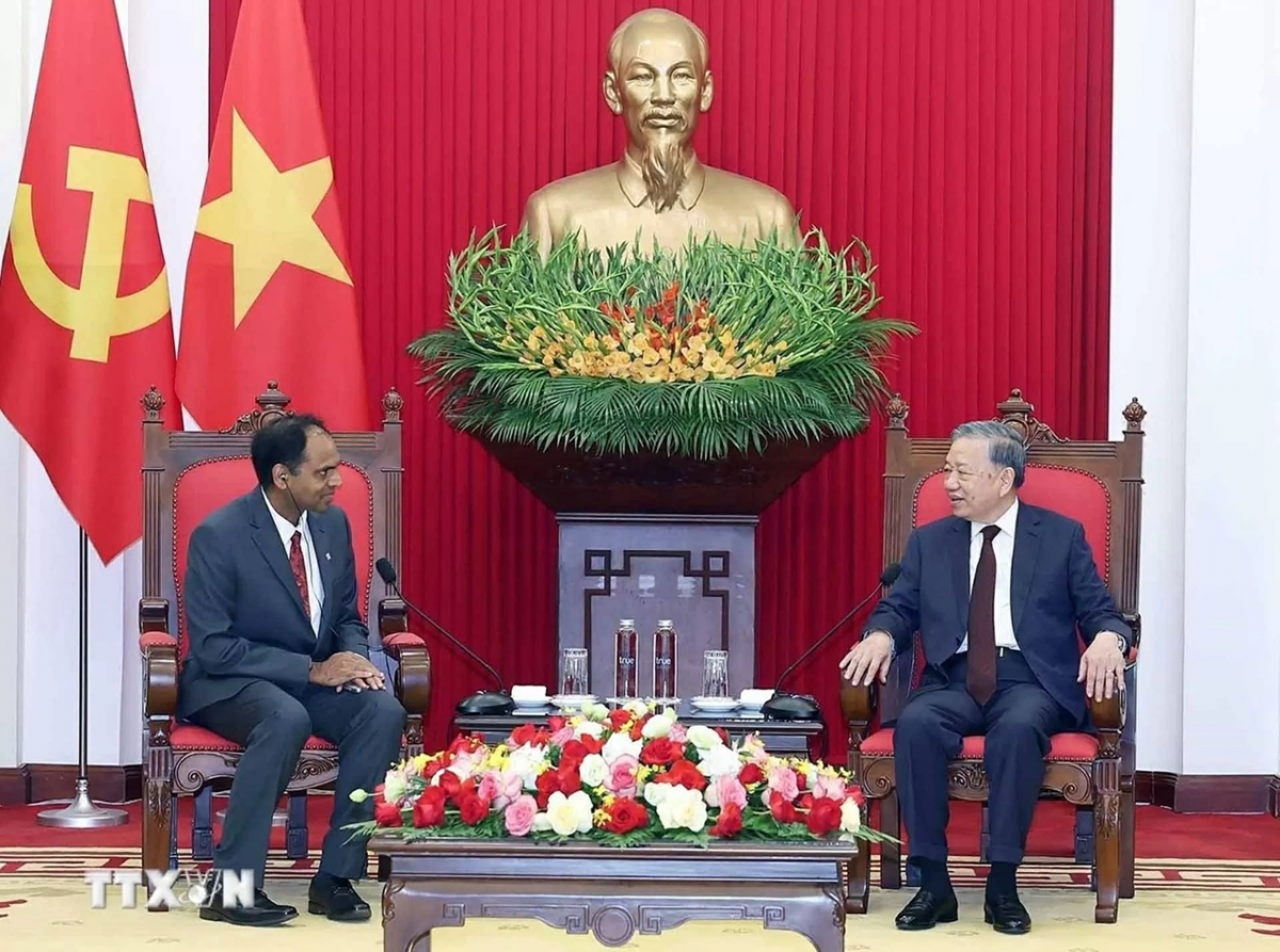 Tổng Bí thư Tô Lâm tiếp ông Sandeep Bharathi, Chủ tịch Tập đoàn Marvell toàn cầu, Hoa Kỳ. (Nguồn: TTXVN)