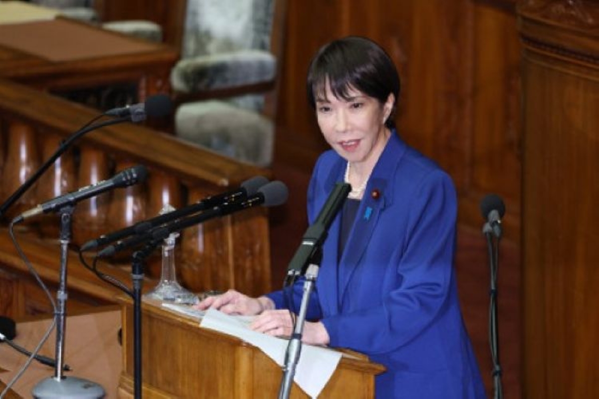 Tân Thủ tướng Nhật Bản Takaichi Sanae công bố chính sách lần đầu tiên trước lưỡng viện Quốc hội (ảnh: Jiji Press)