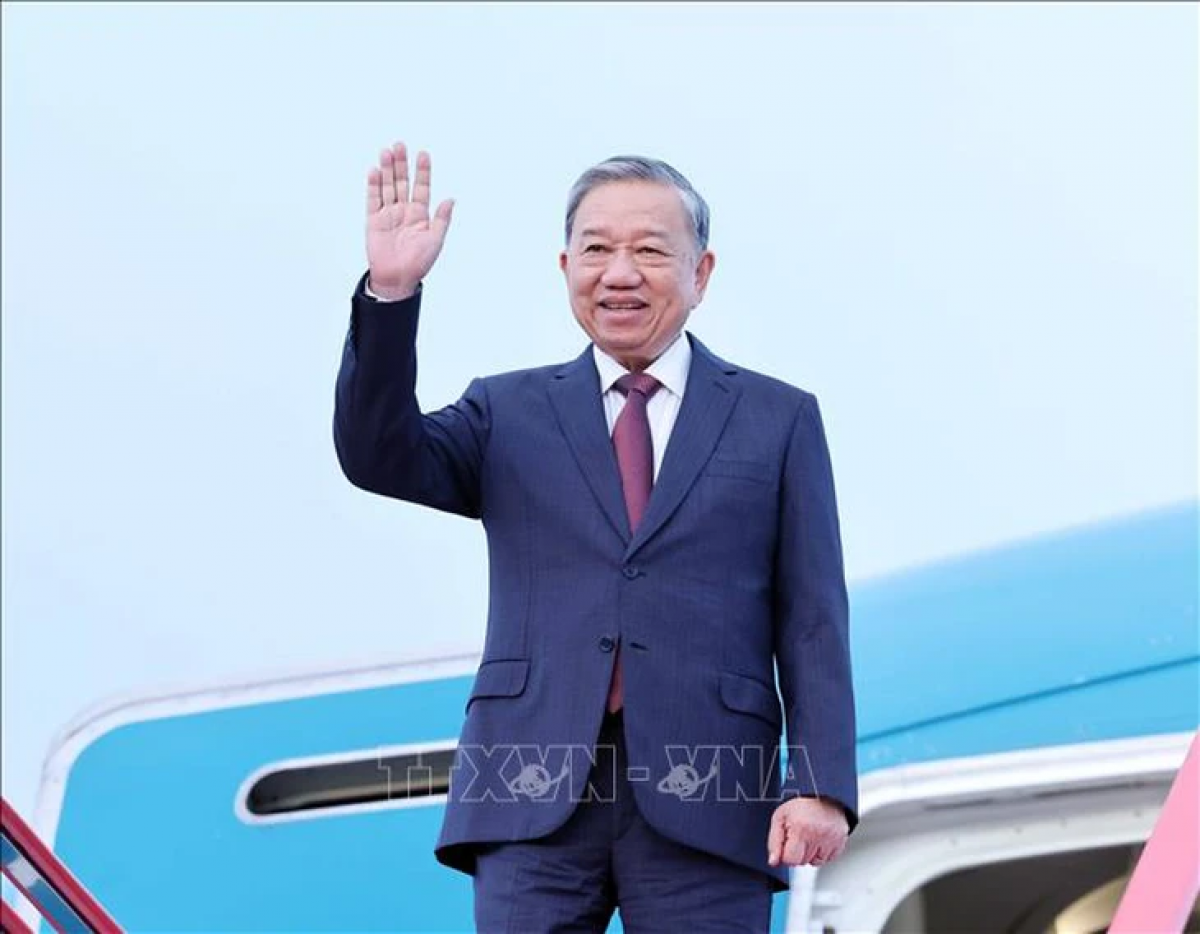 Tổng Bí thư Tô Lâm đến Bình Nhưỡng, bắt đầu thăm cấp Nhà nước tới Triều Tiên và dự Lễ kỷ niệm 80 năm thành lập Đảng Lao động Triều Tiên - Ảnh: TTXVN