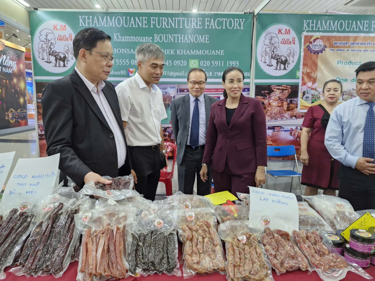 Đại biểu tham quan các gian hàng trưng bày tại Hội chợ.