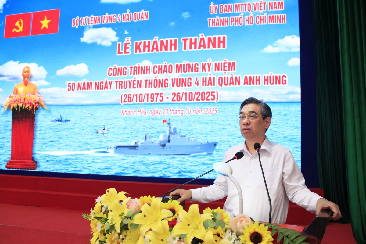 Đồng chí Nguyễn Phước Lộc, Phó Bí thư thành ủy, Chủ tịch Ủy ban Mặt trận Tổ quốc Việt Nam TP.HCM phát biểu