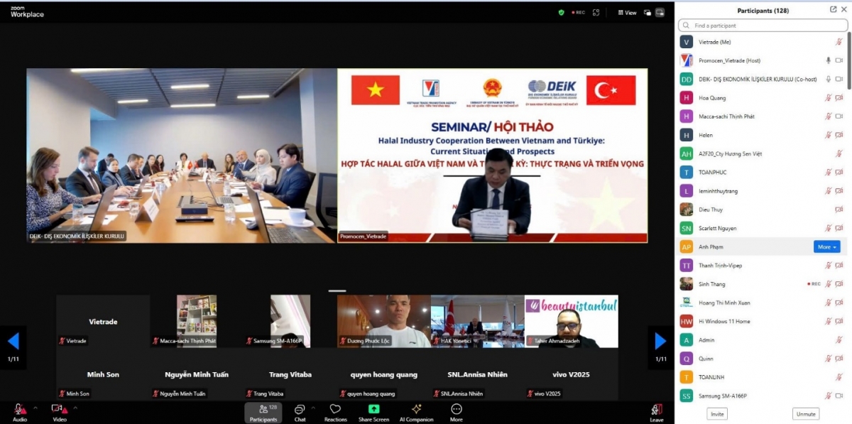 Các đại biểu tham dự hội thảo trực tuyến “Hợp tác Halal giữa Việt Nam và Thổ Nhĩ Kỳ