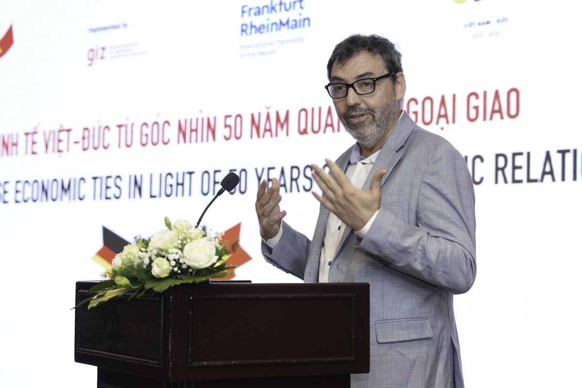 Ông Santiago Alonso Rodriguez, Trưởng phòng hợp tác phát triển Đại sứ quán Đức nhấn mạnh, quan hệ hợp tác Đức - Việt Nam là kết quả của sự sẻ chia những giá trị chung, hợp tác chiến lược và sự tin tưởng lẫn nhau. Ảnh: GIZ