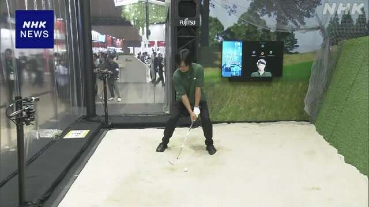 Phòng tập golf có ứng dụng AI của Fujitsu (Ảnh NHK).