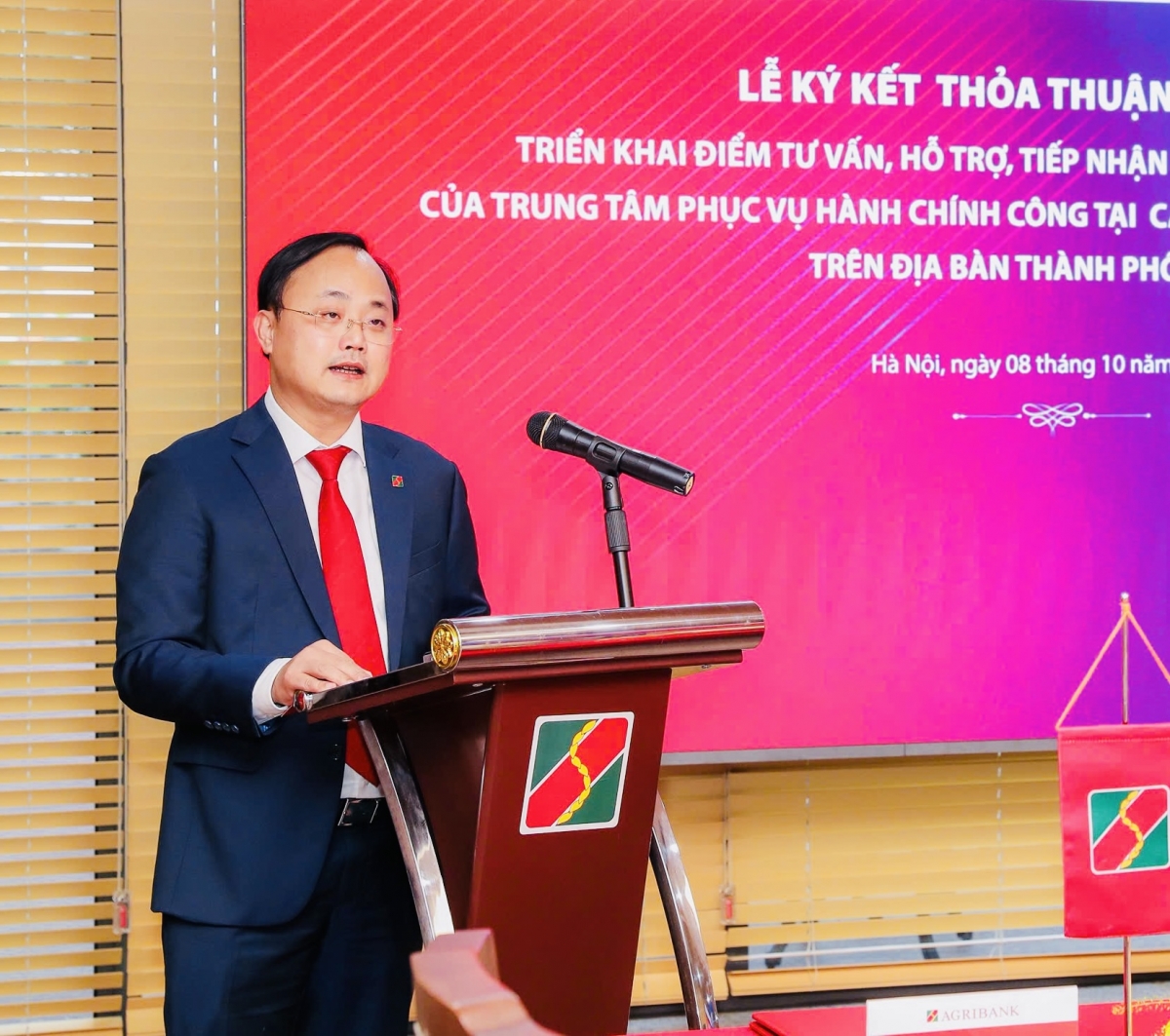 Ông Tô Huy Vũ, Chủ tịch HĐTV Agribank phát biểu tại buổi lễ