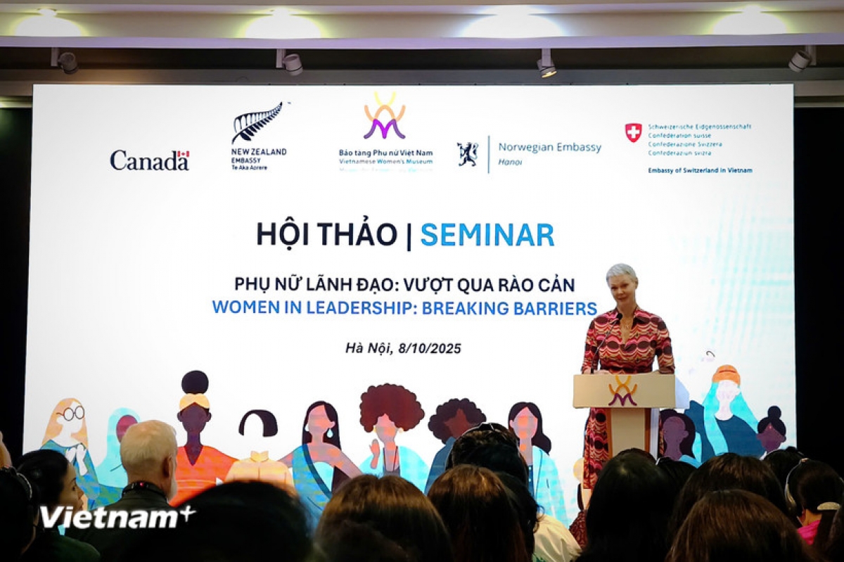 Đại sứ Na Uy tại Việt Nam chia sẻ tại Hội thảo. (Ảnh: Vietnam+)