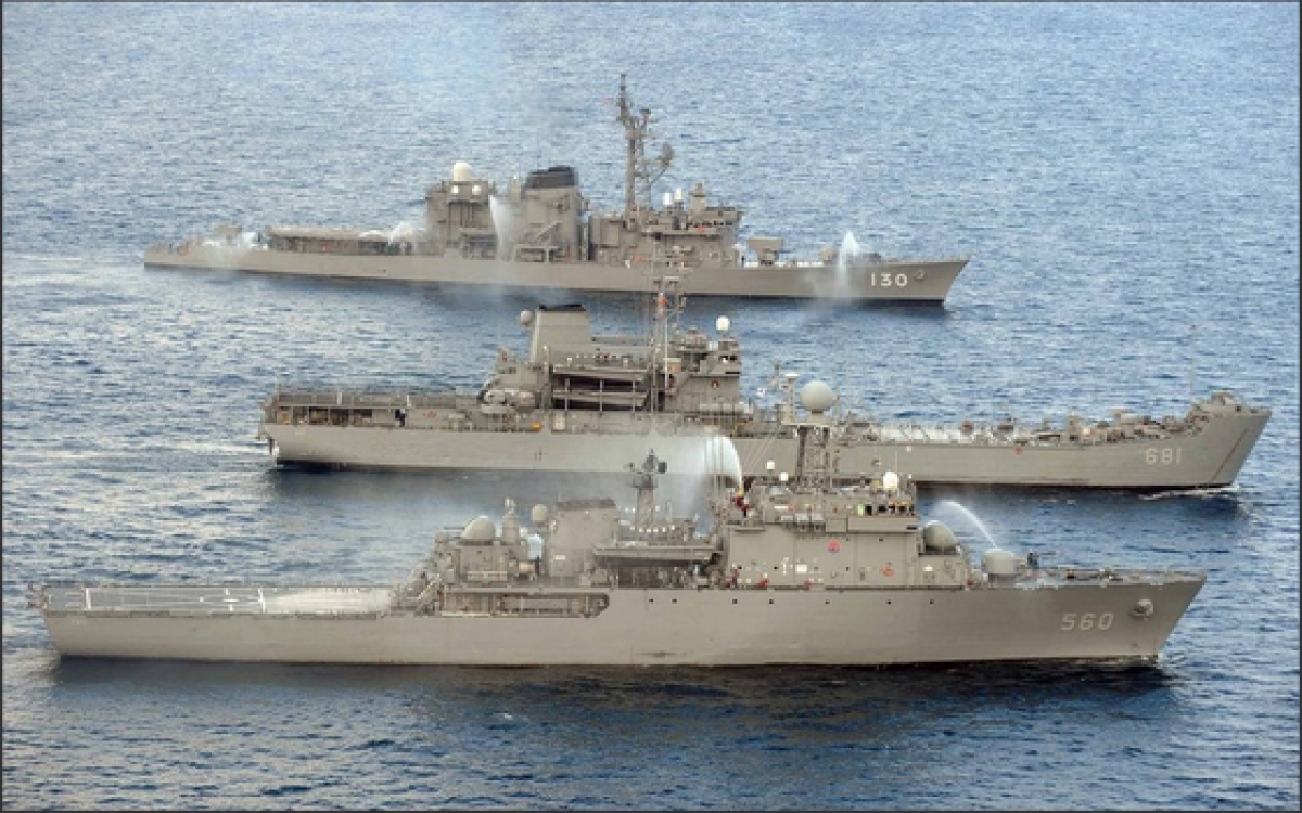 Một cuộc tập chung trên biển Nhật - Hàn ( ảnh Yonhap News)