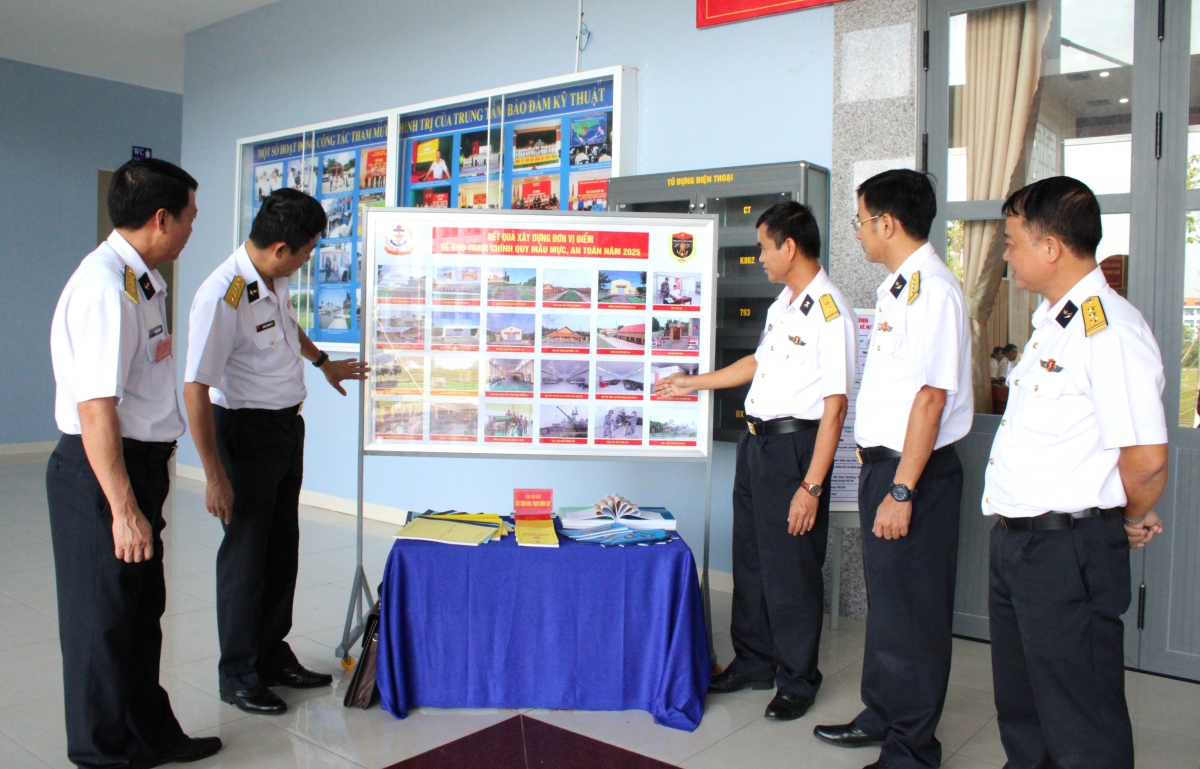 Các đại biểu tham quan mô hình kết quả xây dựng “Kho, Trạm chính quy mẫu mực, an toàn” năm 2025