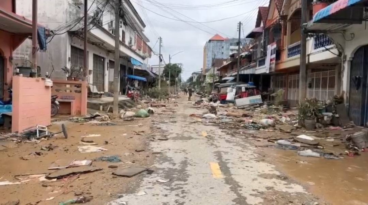 Ảnh khu dân cư Hat Yai sau đợt lũ lụt nghiêm trọng - Nguồn Khaosod