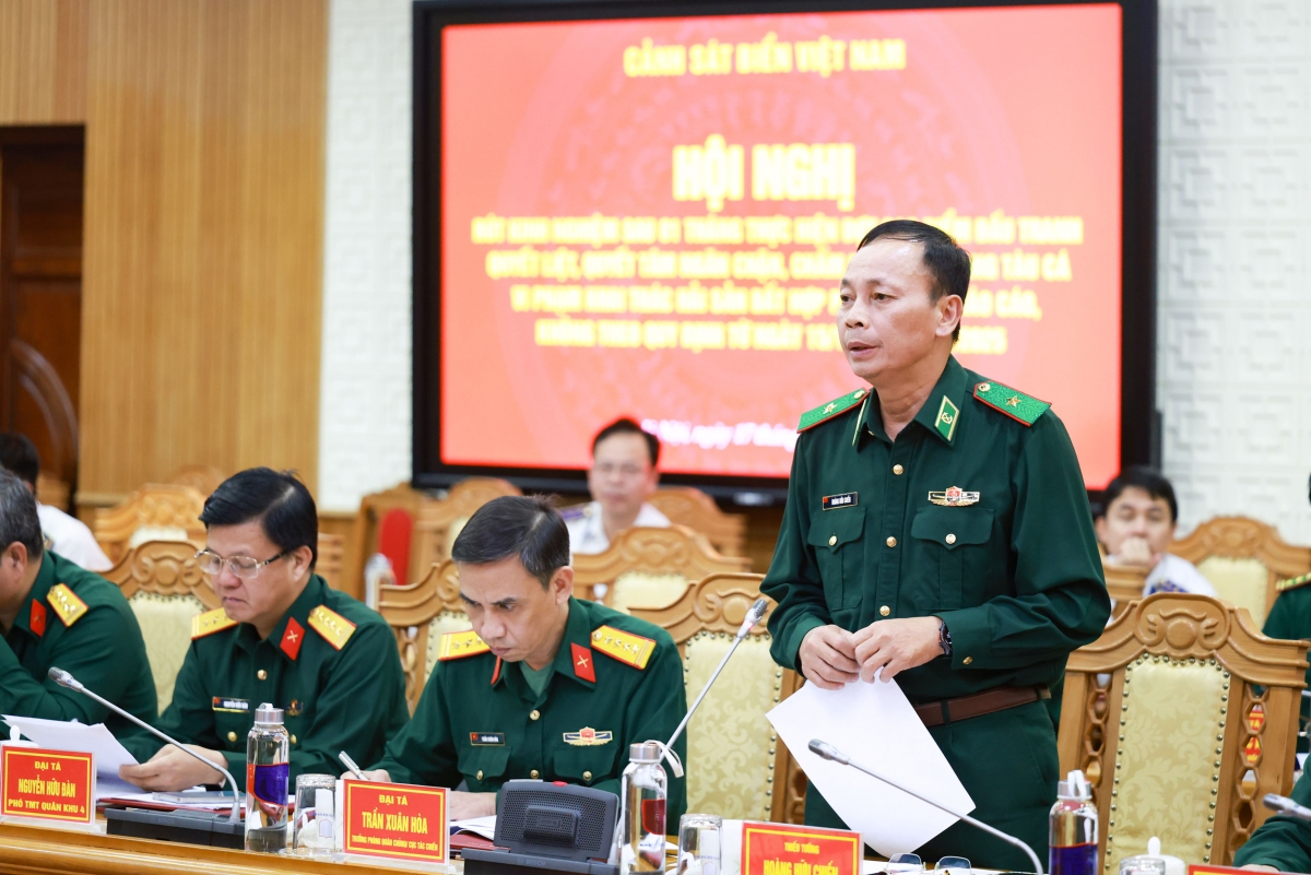 Thiếu tướng Hoàng Hữu Chiến, Phó Tư lệnh, Tham mưu trưởng Bộ Tư lệnh Bộ đội Biên phòng phát biểu