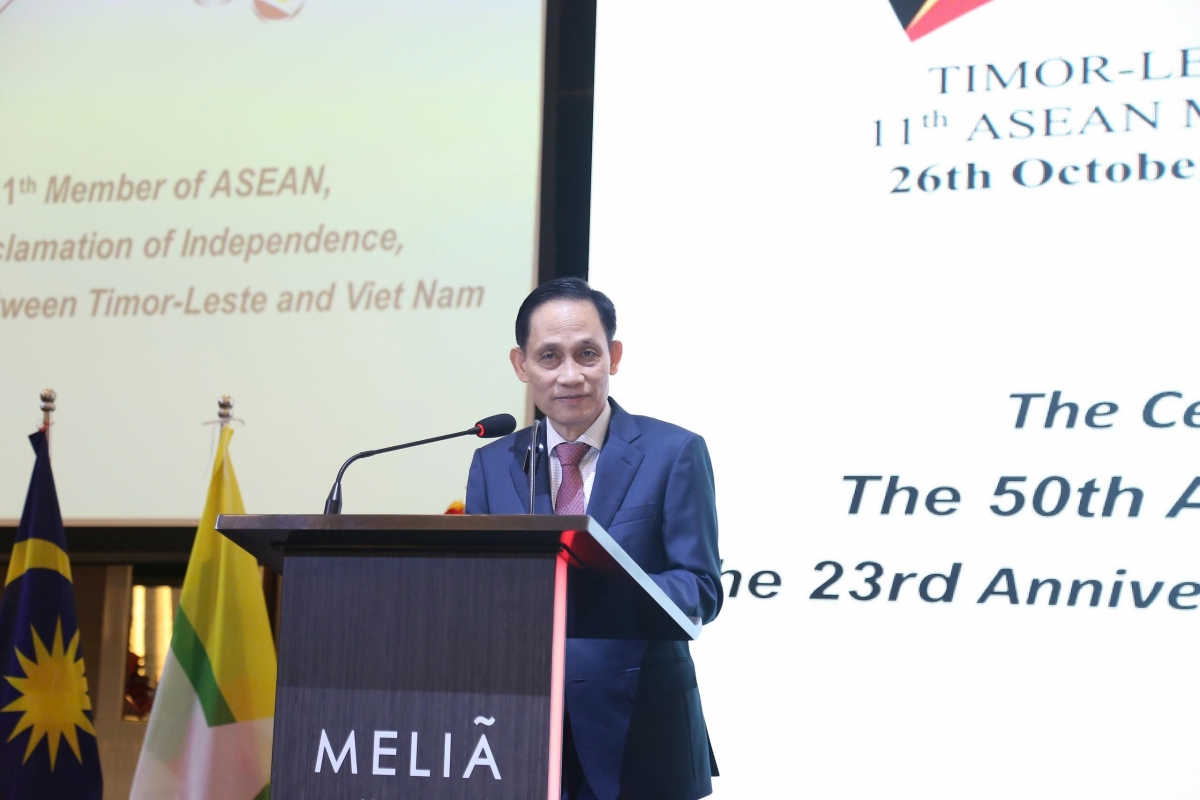 Bí thư Trung ương Đảng, Bộ trưởng Bộ Ngoại giao Lê Hoài Trung phát biểu chào mừng