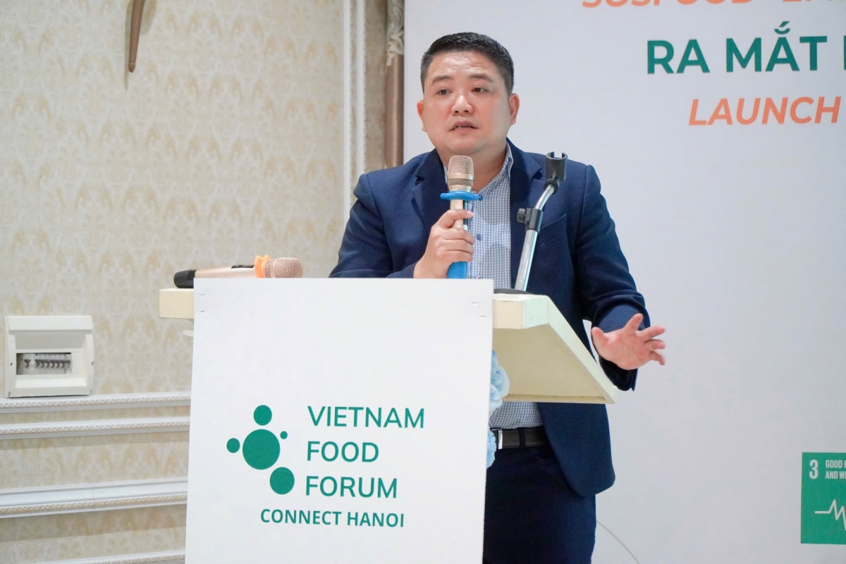 Ông Nguyễn Tuấn Khởi, Chủ tịch Mạng lưới Ngân hàng Thực phẩm Việt Nam phát biểu tại Hội nghị
