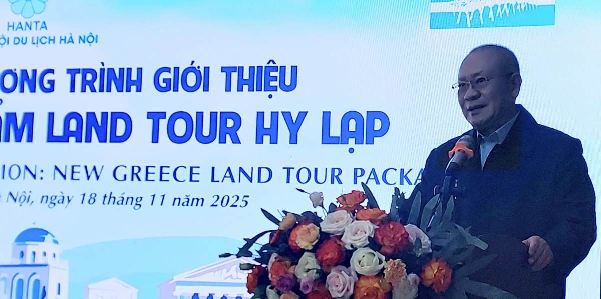 Ông Nguyễn Mạnh Thản, Chủ tịch Hiệp hội Du lịch Hà Nội phát biểu