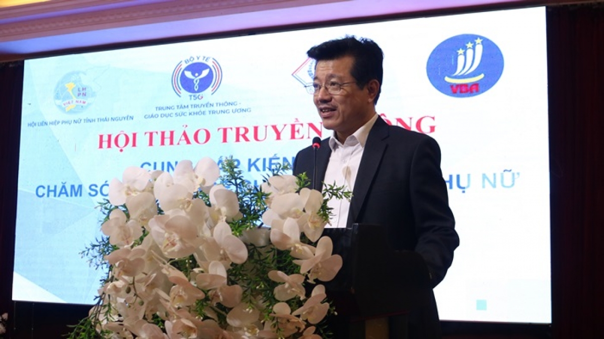 Ông Vũ Mạnh Cường - Giám đốc Trung tâm Truyền thông – Giáo dục sức khỏe Trung ương – Bộ Y tế (Trung tâm T5G) phát biểu tại hội thảo