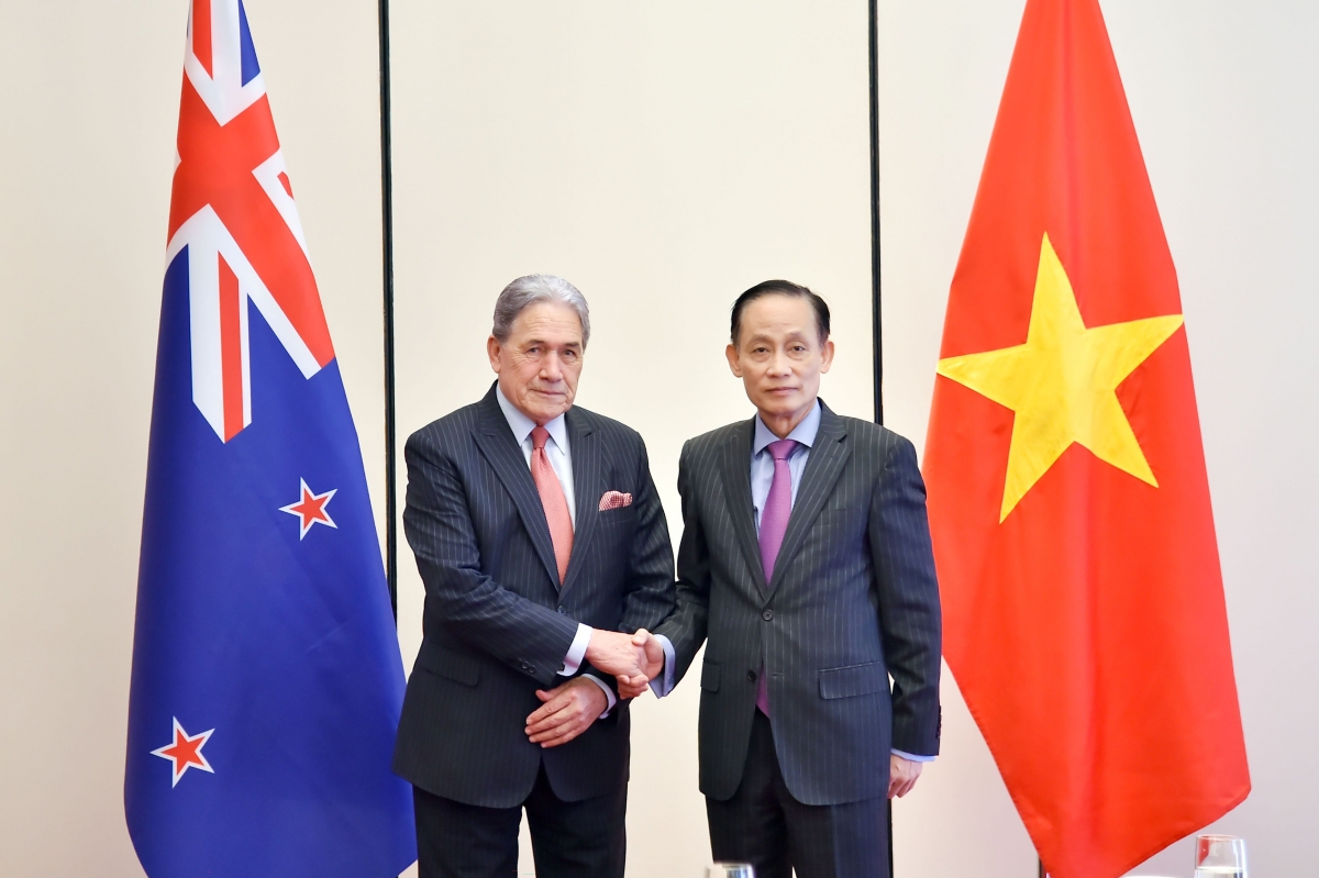Bộ trưởng Ngoại giao Lê Hoài Trung và Bộ trưởng Ngoại giao New Zealand Winston Peters đồng chủ trì Hội nghị Bộ trưởng Ngoại giao Việt Nam-New Zealand lần thứ 3 (FMM-3).