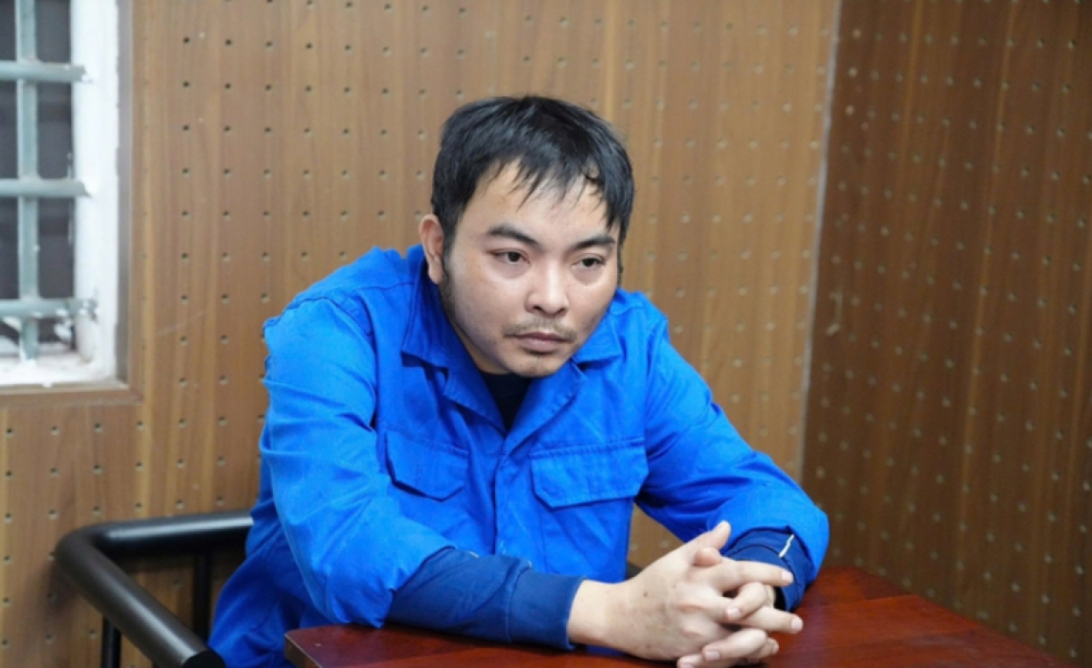 Tạ Minh Châu tại cơ quan công an (Ảnh: Công an tỉnh Phú Thọ)