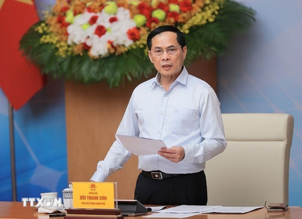 Phó Thủ tướng Bùi Thanh Sơn nhấn mạnh về những việc cần làm để thực hiện tốt Nghị quyết 59. Ảnh TTXVN