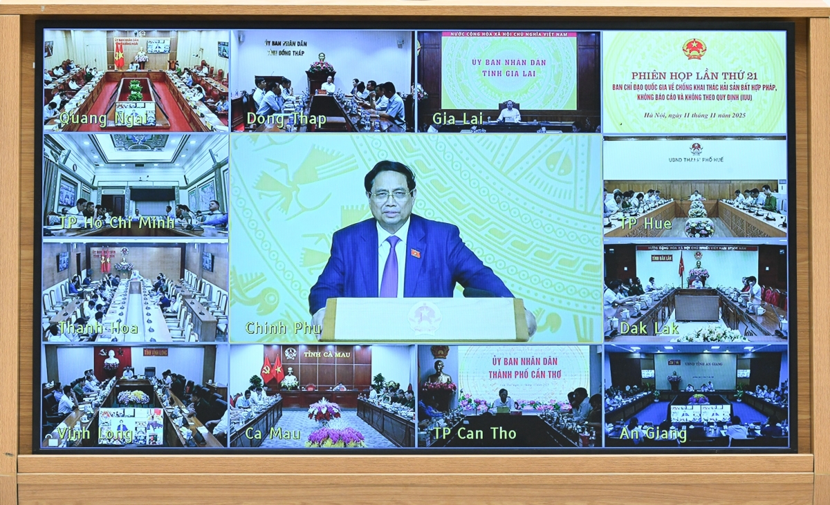 Thủ tướng Phạm Minh Chính chủ trì phiên họp được truyền trực tuyến tới 21 tỉnh, thành phố ven biển.