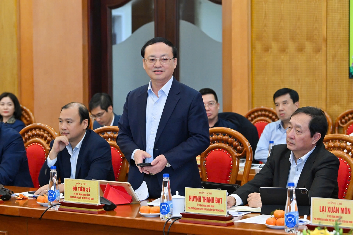 (Ủy viên Trung ương Đảng, Tổng Giám đốc Đài TNVN Đỗ Tiến Sỹ phát biểu)