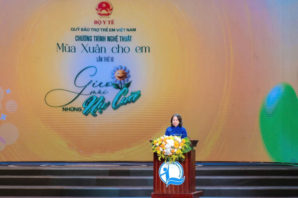 Phó Chủ tịch nước Võ Thị Ánh Xuân phát biểu tại chương trình mùa xuân cho em