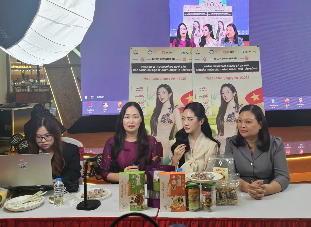 Doanh nghiệp livestream quảng bá và bán hàng trên sàn thương mại điện tử.