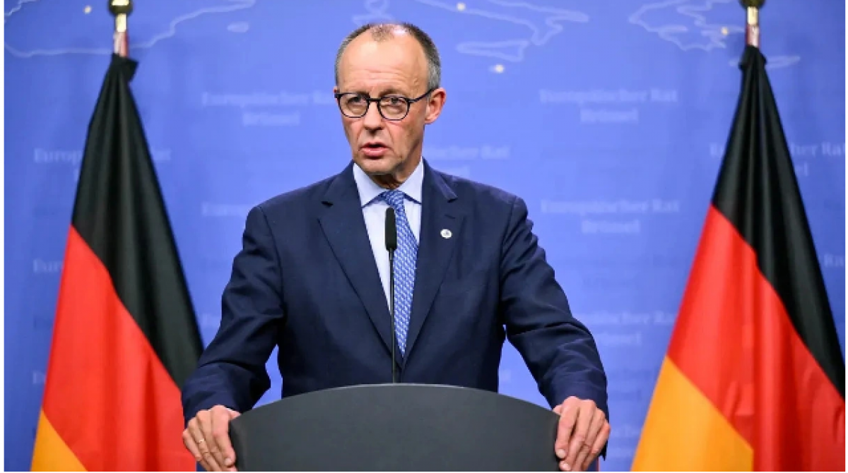 Thủ tướng Đức Friedrich Merz nhấn mạnh mục tiêu không chỉ là thuyết phục chính phủ Bỉ mà còn cả toàn bộ Hội đồng châu Âu. (Ảnh: BFMTV)