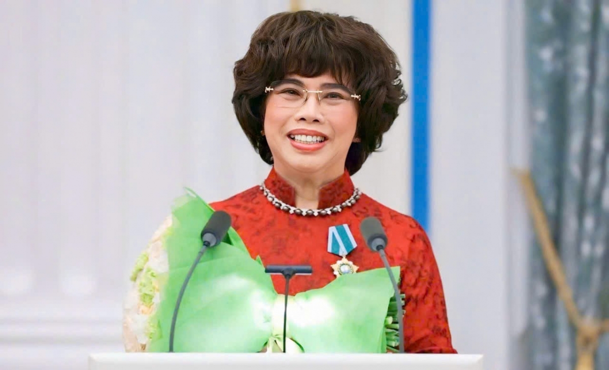 Bà Thái Hương tại buổi lễ trao tặng Huân chương Hữu nghị tổ chức tại điện Kremlin Liên bang Nga năm 2025. (Ảnh: TH)