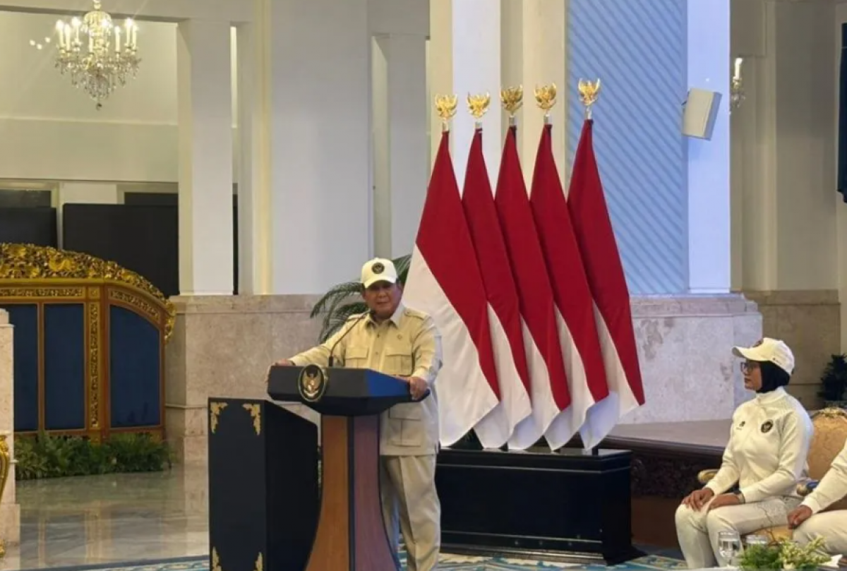Tổng thống Indonesia Prabowo Subianto phát biểu tại lễ xuất quân của đoàn thể thao Indonesia tham dự SEA Games 2025 tại Thái Lan hôm 5 - 12 (ANTARA)