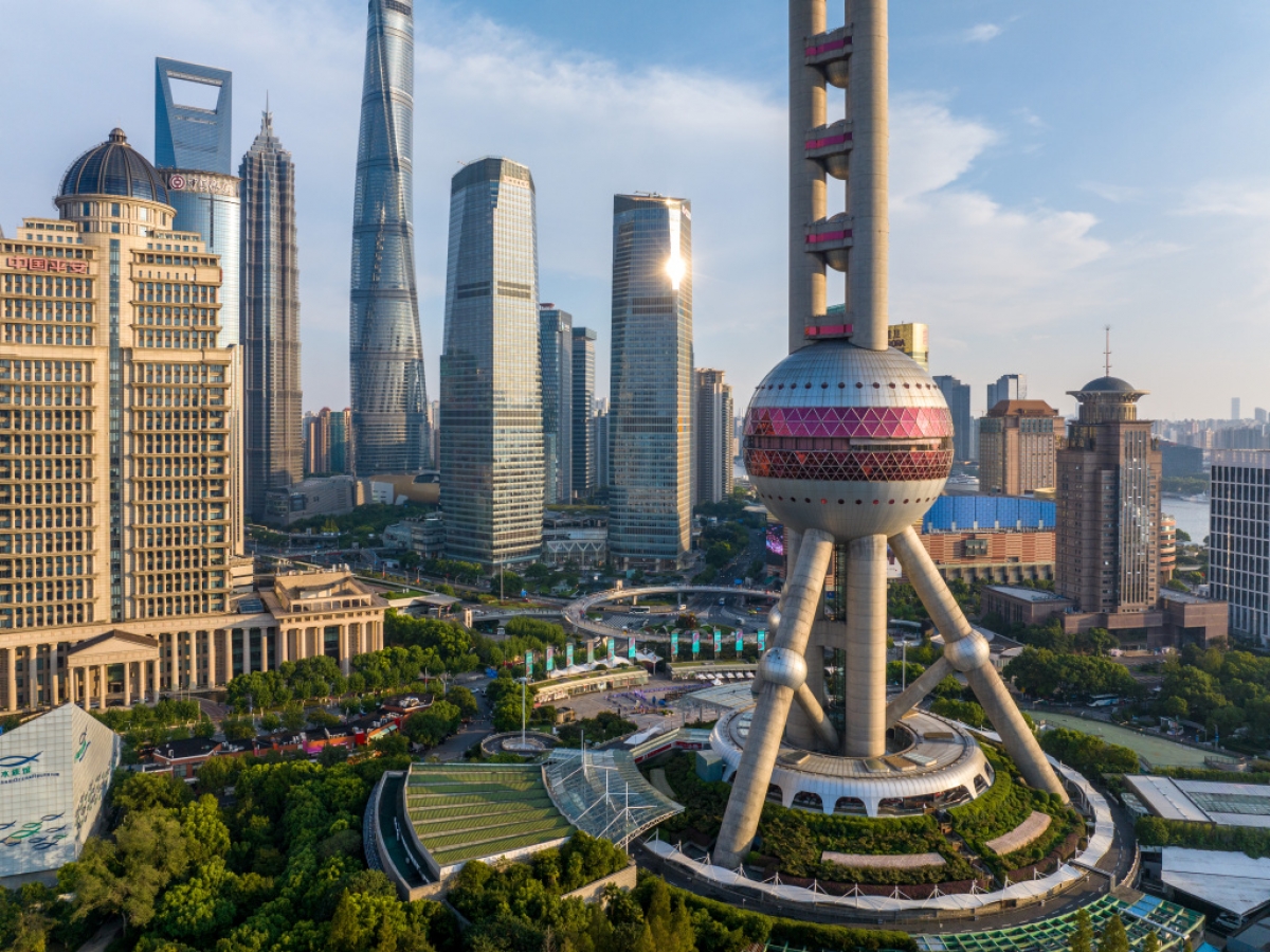 Khu Lục Giác Chủy (Lujiazui), Thượng Hải nhìn từ trên cao. Ảnh: The Paper