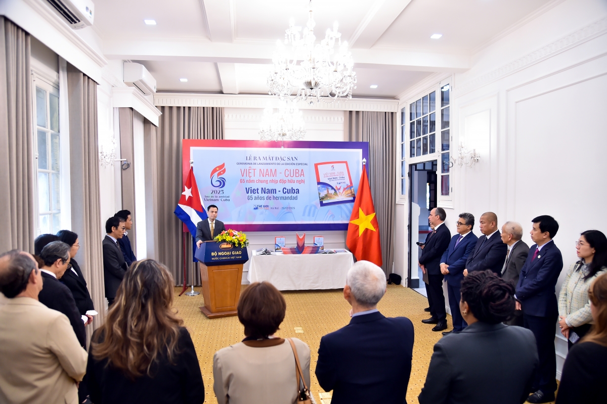 Thứ trưởng Bộ Ngoại giao Đặng Hoàng Giang phát biểu tại Lễ ra mắt Đặc san